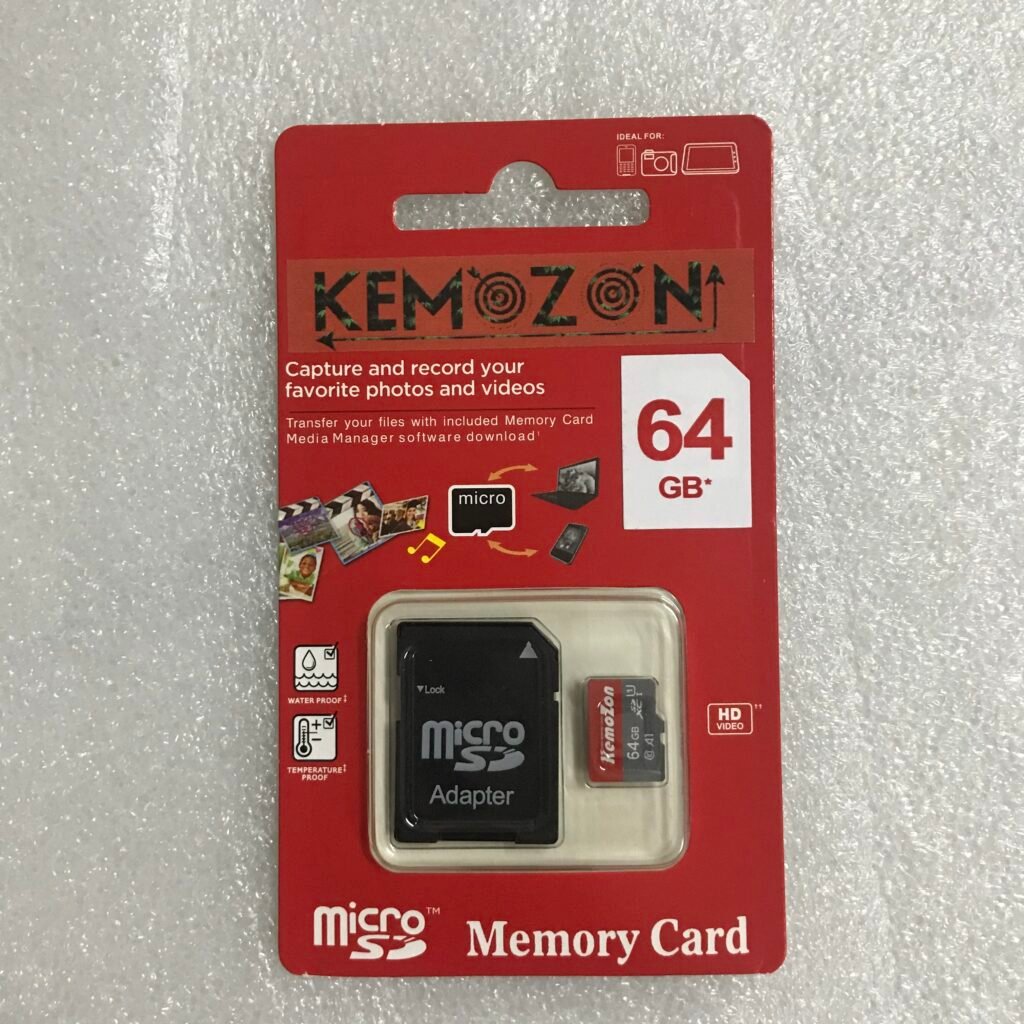 64gb micro sd card with adapter in card board package