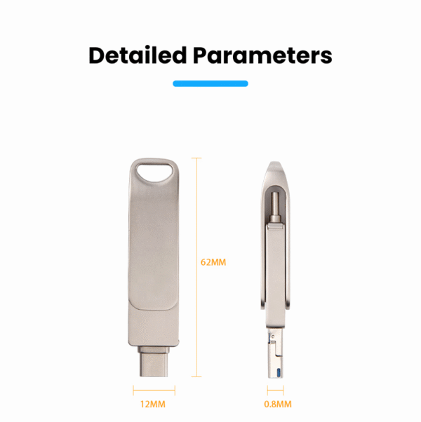 Swivel rotating metal pendrive size