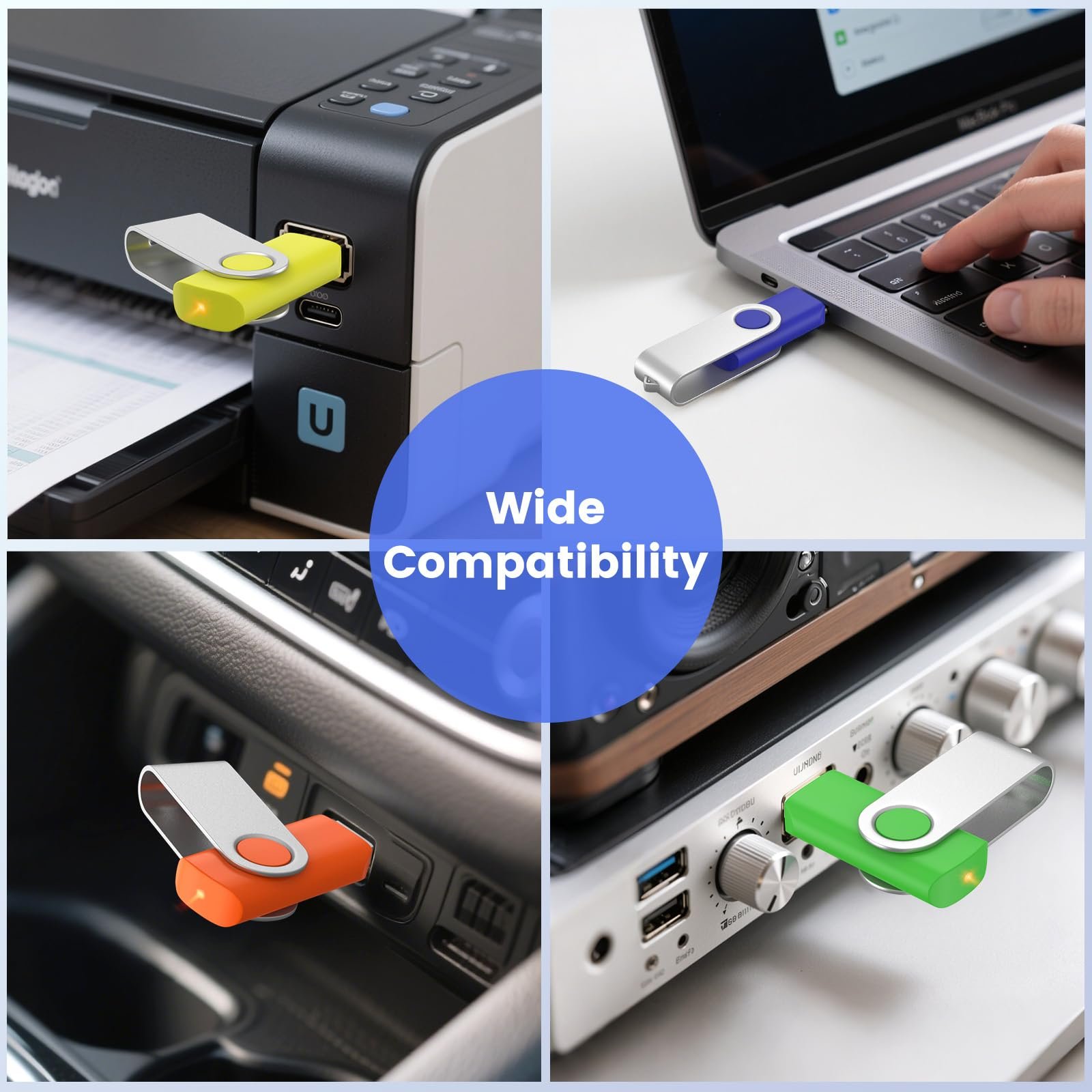 Rotate USB stick for computer, projector, audio, car