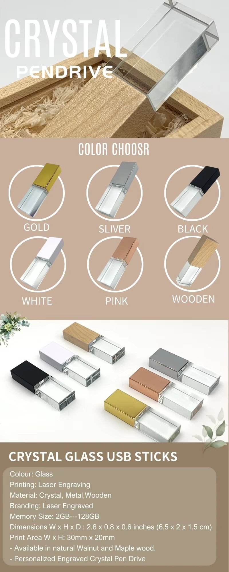 Wedding crystal glass Pendrive