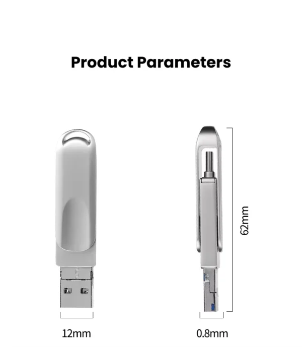 High-Speed Rotating USB-C Flash Drive