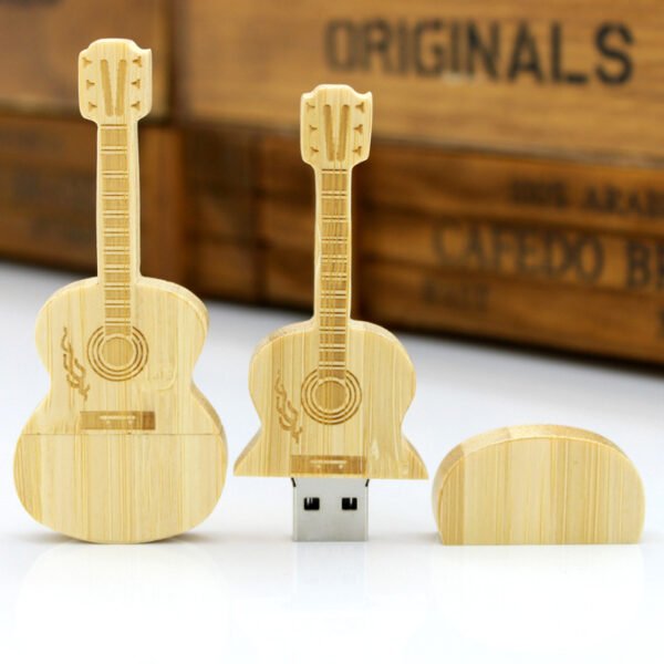 Maple wood guitar shaped usb flash drive split open design