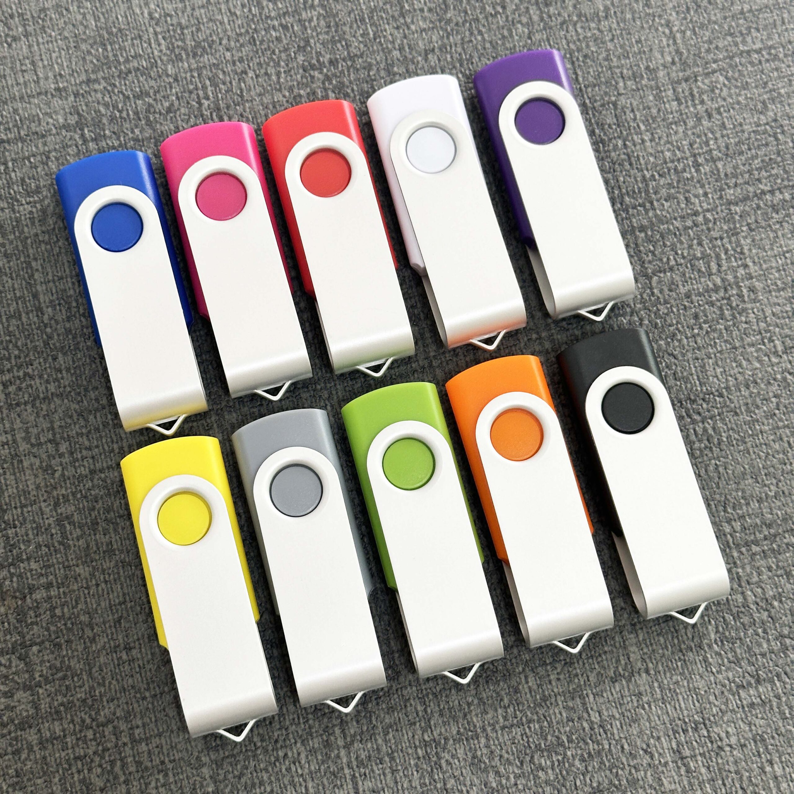 Swivel USB flash drive attached to keychain for portable carry