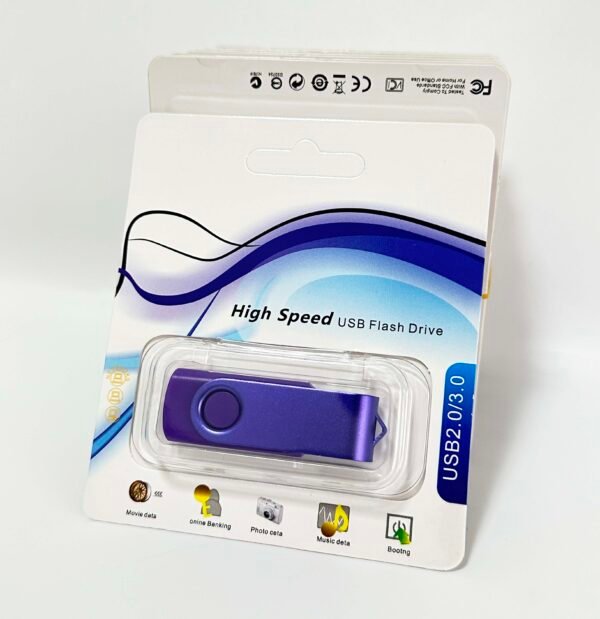 purple rotating pendrive pack in card board package