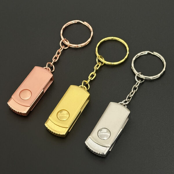 Metal swivel pendrive attached to keychain ring for portable carry