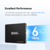 T100 SSD product parameter SATA III 6Gb/s 128GB to 2TB capacity 500MB/s read 480MB/s write 40TBW to 640TBW 3 year warranty