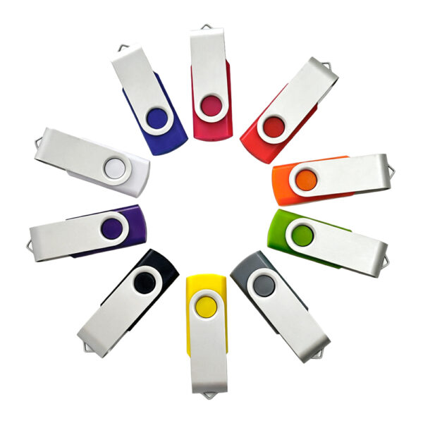 Swivel USB flash drive silver metal casing 360 degree rotating