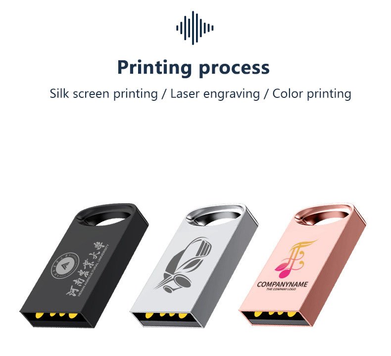 Custom logo printing on SMU127 mini metal thumb drive - silk screen printing laser engraving color printing