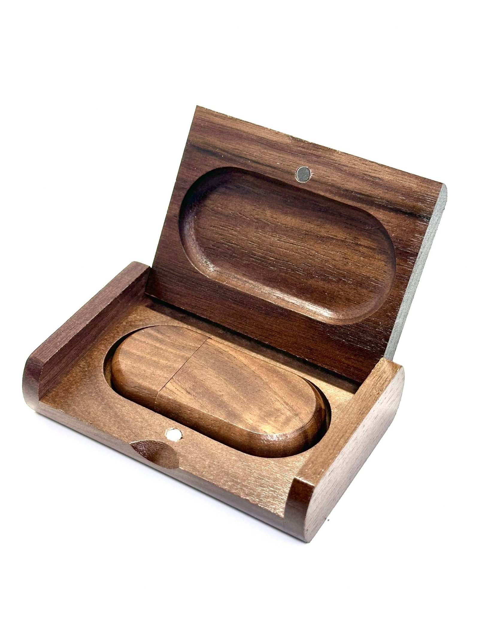 walnut wood magnetic USB drive comes with a matching solid walnut gift box
